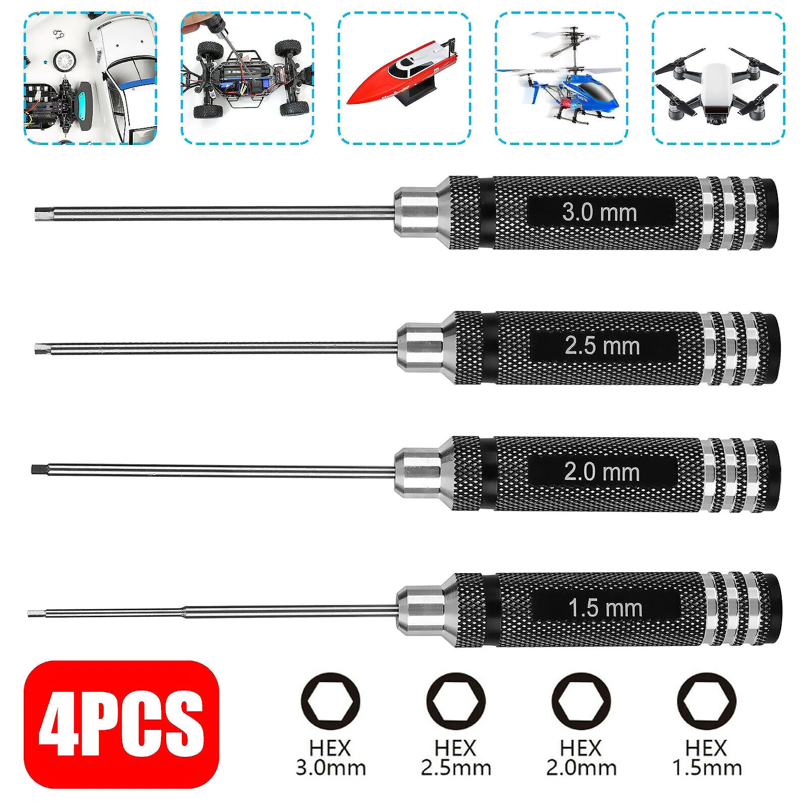 4개/세트 RC 도구 육각 너트 드라이버 세트 1.5m - Rc Helicopter Tool Kit 리뷰 및 가격